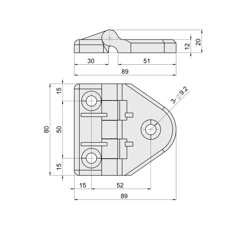 บานพับไนล่อนสามเหลี่ยม triangular-nylon-hinge สำหรับเครื่องจักรและตู้อุตสาหกรรม ดีไซน์สามเหลี่ยม แข็งแรง น้ำหนักเบา