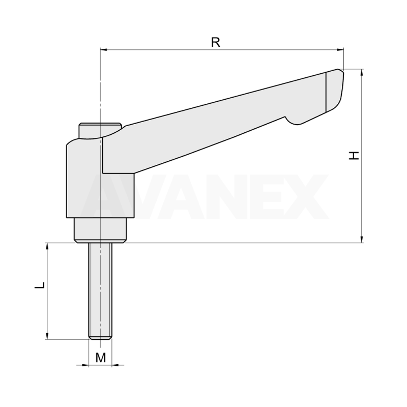 คันโยกล็อคตัวผู้-ก้านโยกล็อค-เกลียวนอก-adjustable-clamping-lever2 คันโยกล็อคตัวผู้ พร้อมเกลียวนอก ใช้ปรับและยึดตำแหน่ง